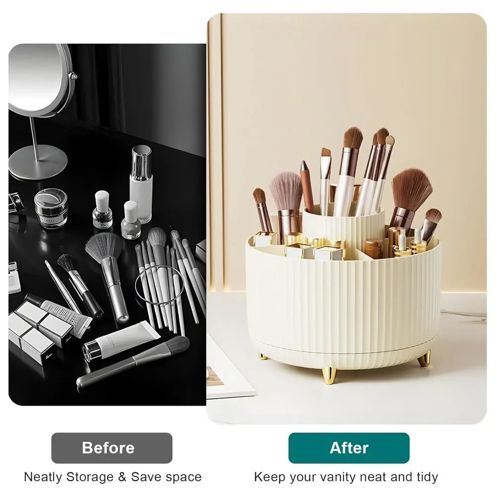 Diesisa 5 Slot Make up Brushes Cream Cup 360° Rotating Makeup Brush Holder